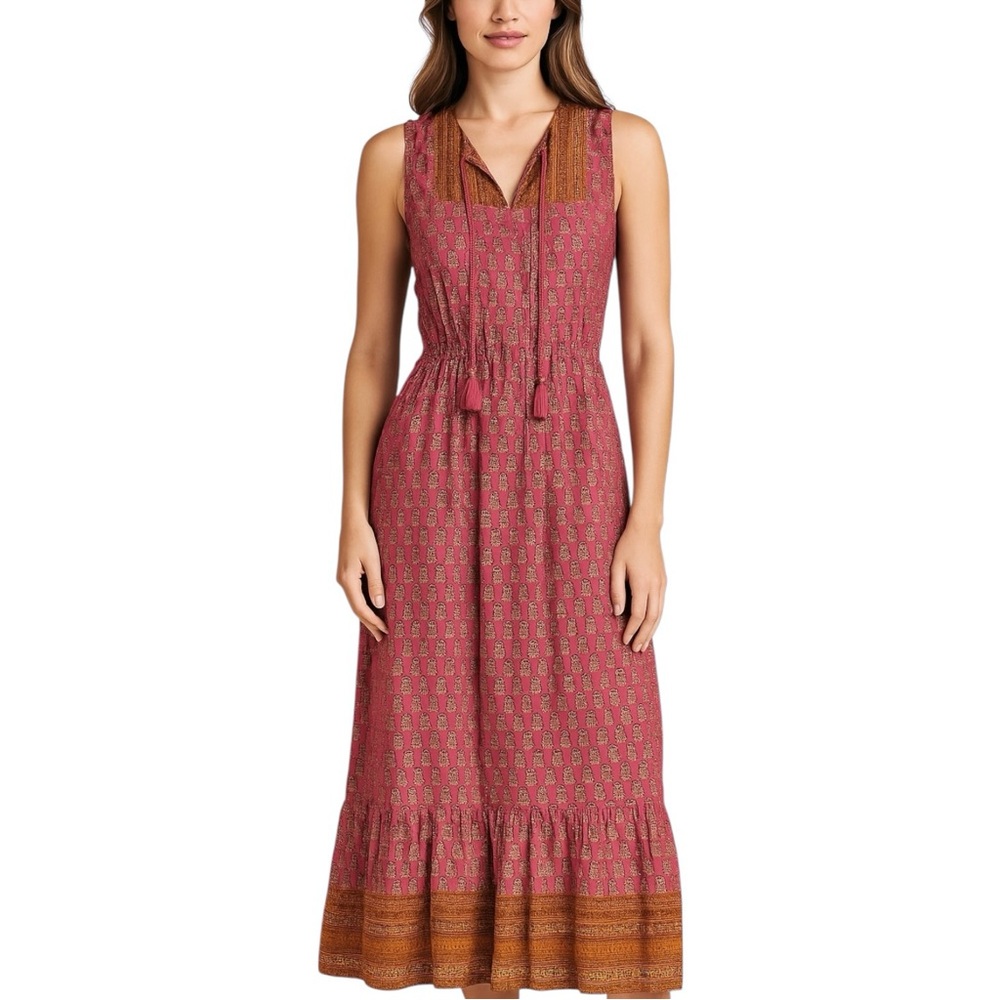 Anthropologie‎ OTHILIA Amalia Boho Print Sleeveless Midi Dress. Size 0